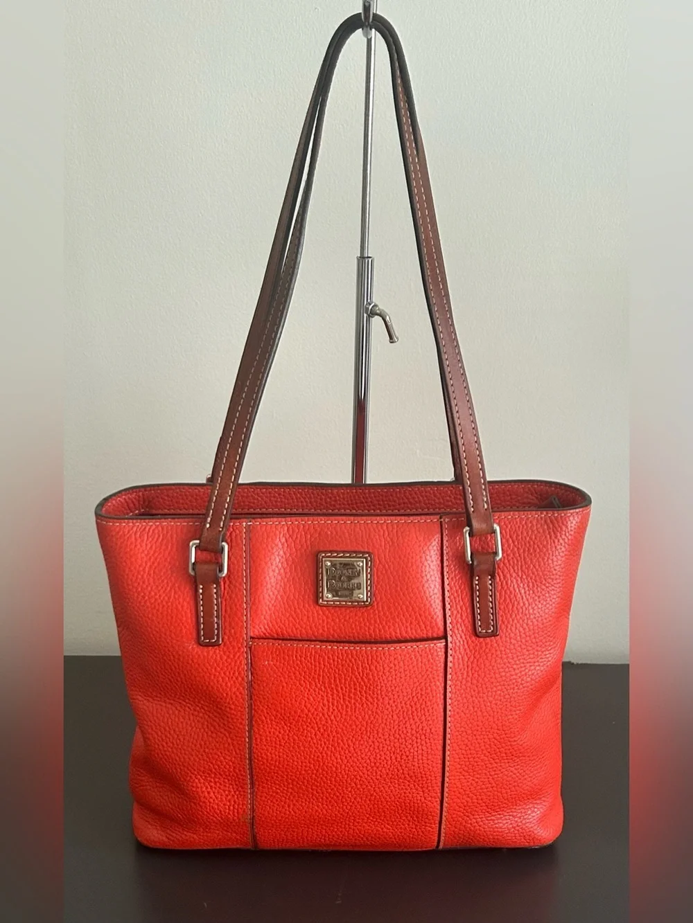 Dooney & Bourke Orange Pebbled LeatherTote Shoulder Work bag